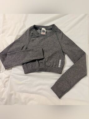 Gymshark Women's adapt Marl athletic/yoga Grey Long sleeve crop Top size S